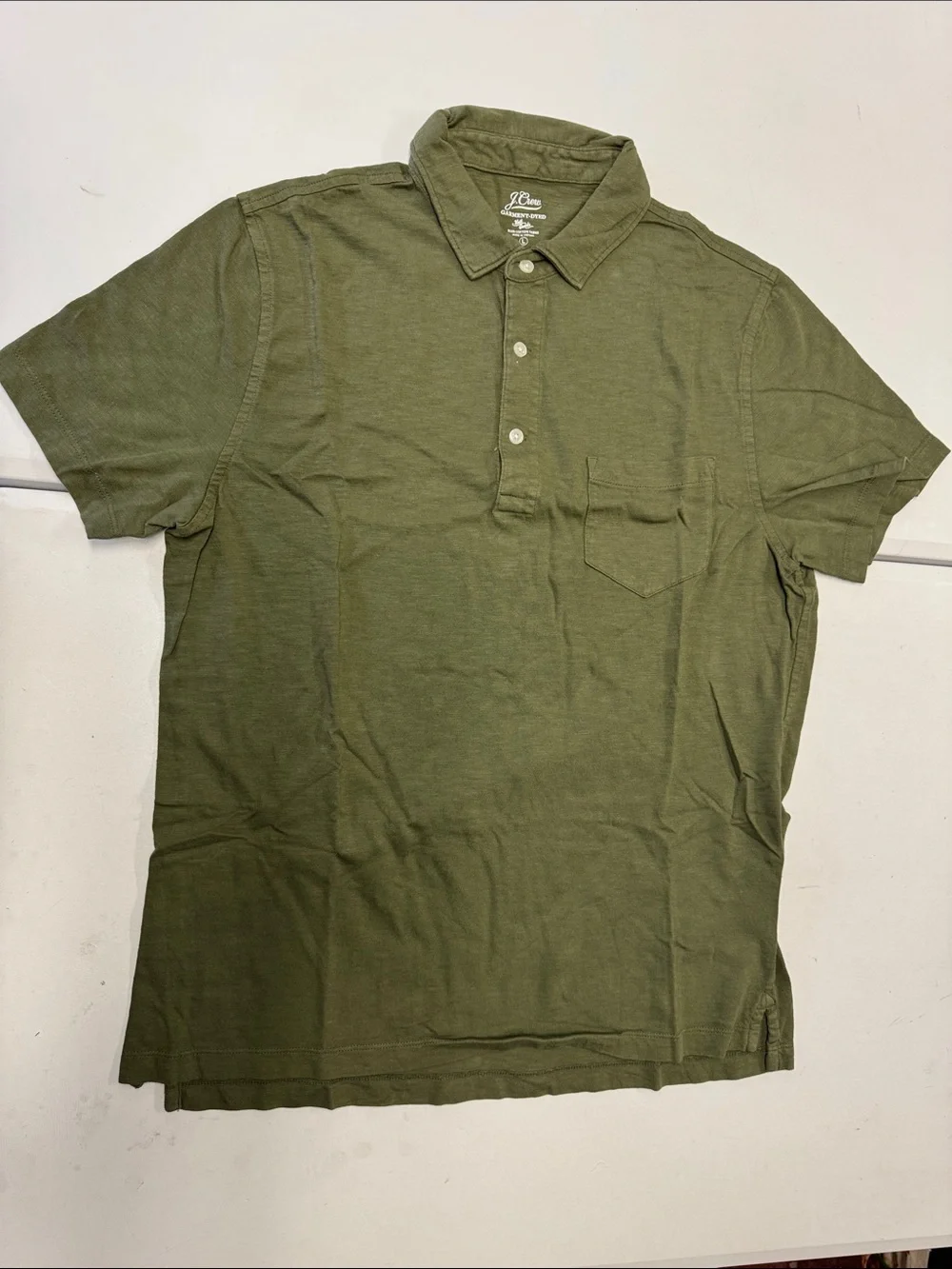 J. Crew Olive Green Short-Sleeve Polo with Chest Pocket